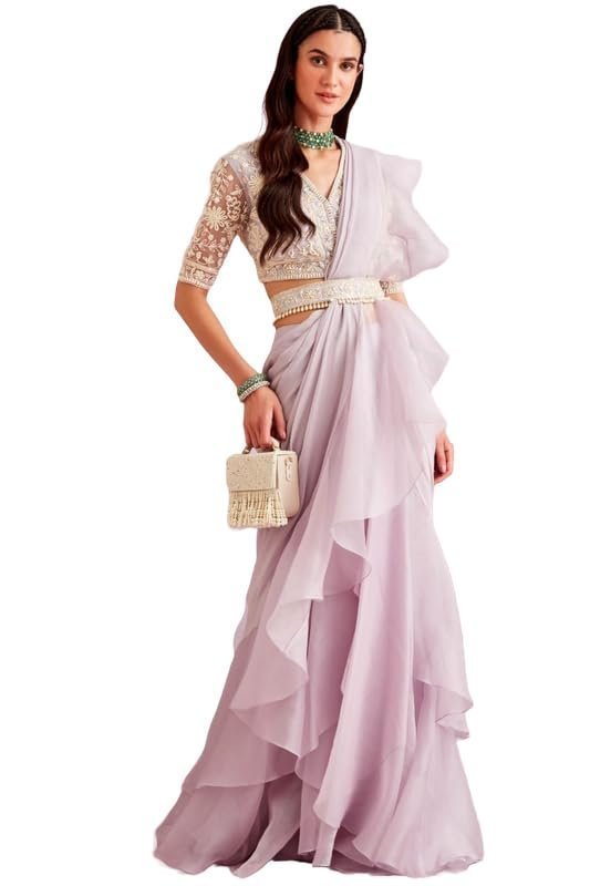 41IR2X8MWhL.jpg Women's Woven Design Peacock Print Silk Blend Saree with Unstitched Blouse Piece - Image 1