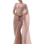 Women's Chiffon All Over Fix Diamond & Lace Work Saree With Art Silk Matching Unstitched Blouse Piece