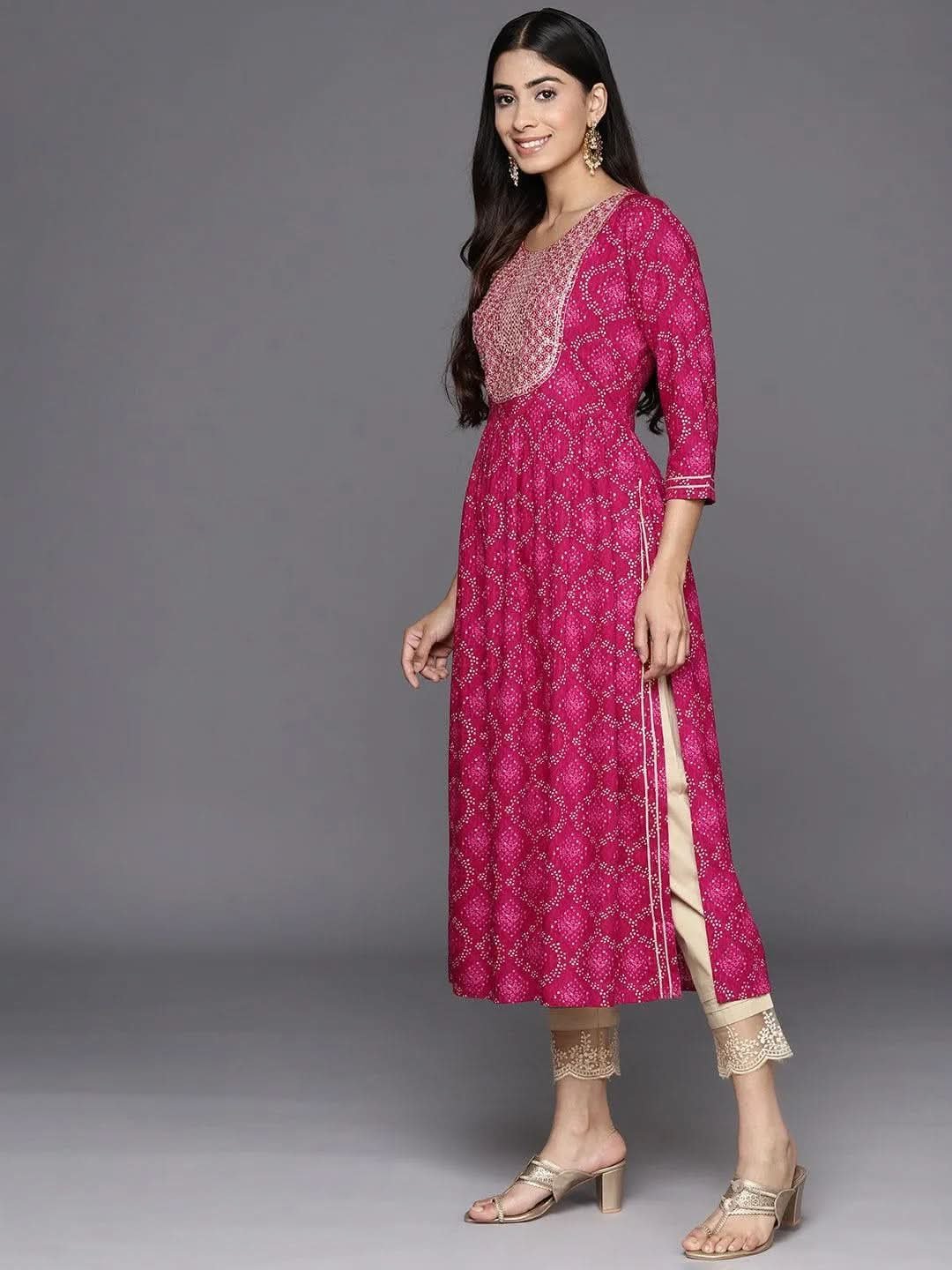 magenta-printed-rayon-a-line-kurta-libas-2.jpg Magenta Printed Rayon A-Line Kurta - Image 1